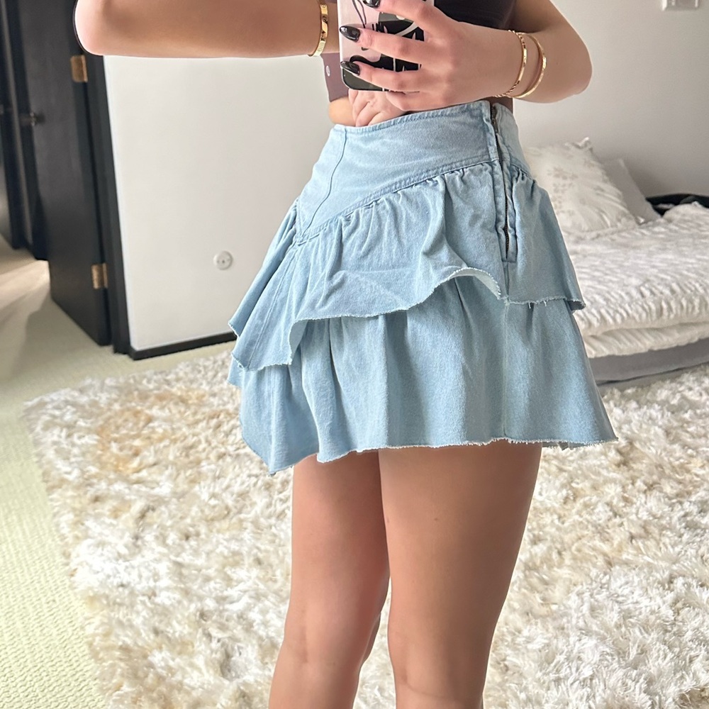 Denim Ruffle Skirt - Picture 2 of 3